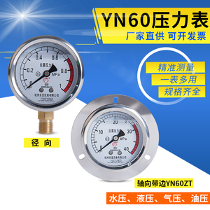 YN60杭州东亚YN60ZT耐震抗振压力表径向轴向带边11.6/2.5/4/25MPA