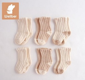 威尔贝鲁 婴儿袜子纯棉 秋冬宝宝加厚保暖毛圈袜6-12个月