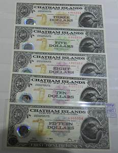 查塔姆群岛塑料钞 五枚一套 六位全同号 品相一流