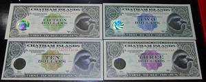 查塔姆群岛塑料钞票一套四枚 2000年第二版  全新 十品