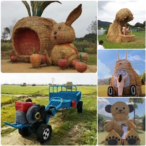 大型稻草人造型草编动物雕塑定做农耕文化稻草人工艺品丰收节道具