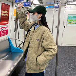 菱格棉衣女短款欧范冬季新款夹克棒球服韩版设计感大码棉袄外套潮