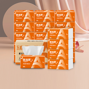 顺清柔抽纸整箱24包x360张橙A大码家用实惠装面巾纸卫生纸餐巾纸