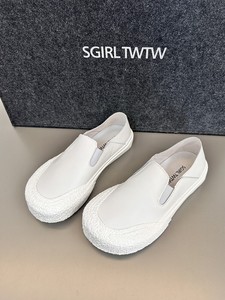 SGIRL TWTW推荐2024新款夏季新中式一脚蹬帆布鞋女丑萌大头鞋板鞋