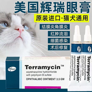 美国辉瑞眼膏宠物眼药膏猫咪狗狗结膜炎角膜炎溃疡Terramycin眼膏