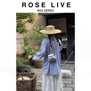 ROSE LIVE银色迷你小包包女2024新款小众设计独特质感链条斜挎包