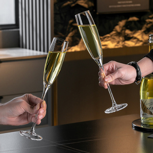 高档水晶香槟杯一对创意结婚起泡酒杯玻璃高脚杯6只高颜值套装2个