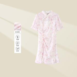 美丽衣橱2024夏季新款专柜商场同款樱花粉连衣裙L132003