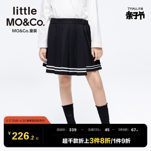 little moco童装春秋装女童半身裙校园风百褶裙儿童裙子中大童