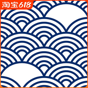 沪达墙纸日本日式风格背景日系和风寝室大学生宿舍浮世绘海浪壁纸