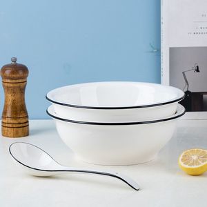 釉下彩陶瓷汤碗家用大碗加厚装排骨玉米汤盆简约汤古汤勺组合餐具