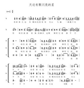 雷佳 廖昌永 王璟 天边有颗闪亮的星另售合唱简谱钢琴伴奏五线谱