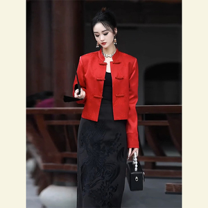 新中式国风轻奢高级感小洋装网红爆款炸街外套连衣裙两件套装春季