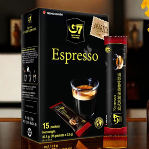 越南G7意式浓醇黑咖啡粉 速溶0蔗糖0脂纯苦咖啡提神学生正品15条