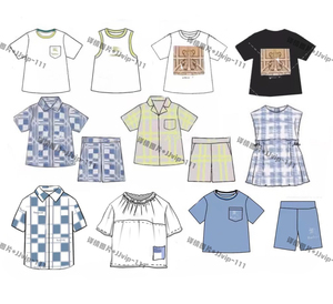 夏新款潮牌童装方格子字母系列儿童短袖T恤衬衣连衣裙男女童套装