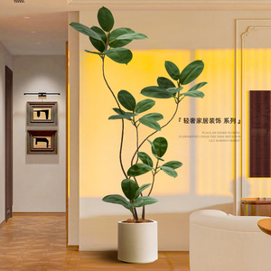 仿真绿植橡皮树客厅电视柜旁轻奢落地摆件大型室内仿生植物假盆栽