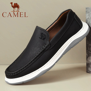 Camel/骆驼男鞋春款真皮户外软底休闲皮鞋头层牛皮缝线透气豆豆鞋