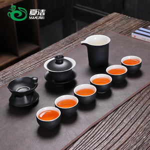 黑陶干泡台茶盘陶瓷泡茶具用品功夫茶杯具套装小套简易家用瓷器