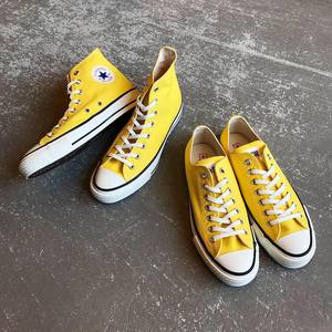 日产匡威CONVERSE ALL STAR J 1980s柠檬黄高低帮男女情侣帆布鞋