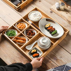 日式民宿早餐餐具创意陶瓷复古分格餐盘食盒托盘酒店餐厅商用套装