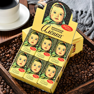 俄罗斯进进口红十月品牌大头娃娃迷你牛奶巧克力15g*42块礼盒装