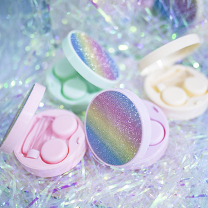 彩虹多颜色隐形眼镜收纳盒美瞳盒便携小巧可爱小清新少女