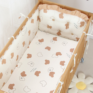 婴儿床床围软包防撞新生儿童拼接床品床围挡布四件套件加高可拆洗