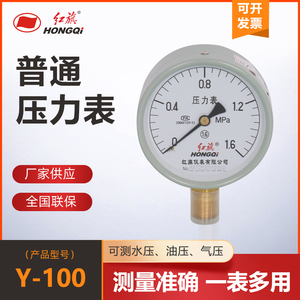 厂家红旗仪表普通压力表Y-60/100水压表油压表气压表1.6级0-1mpa
