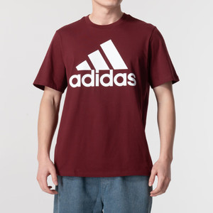 阿迪达斯酒红色短袖男夏季新款舒适透气休闲短袖纯棉T恤IS1301