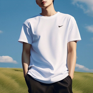 Nike耐克正品纯棉白T恤男训练短袖圆领透气运动装休闲半袖BV0508