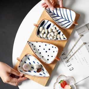 熊谷组创意树叶干果盘糖果水果盘分格家用现代客厅店用零食小吃碟