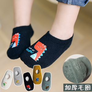 5双儿童袜子纯棉船袜加厚毛圈袜婴儿宝宝地板袜男女童袜防滑短袜