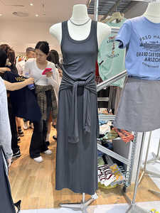 TRUSTME设计感无袖绑带吊带背心连衣裙女夏季新款假两件修身长裙