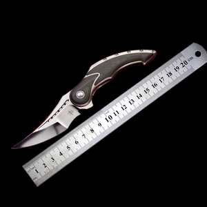 美国刀匠Toddbegg陶德贝格曼德拉镶嵌碳纤维镜面刃分段打磨折叠刀