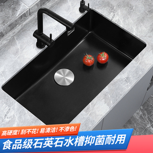 黑色石英石水槽单槽厨房洗菜盆花岗岩台上盆台下盆水池洗碗槽大号