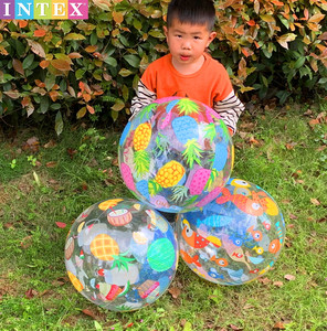 INTEX充气沙滩球 海洋世界水果图案小球 儿童水上戏水球PVC浮力球