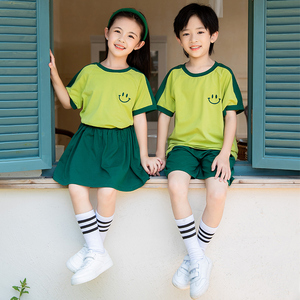 儿童夏季幼儿园绿色园服大班毕业照班服套装小学生男童女童运动会