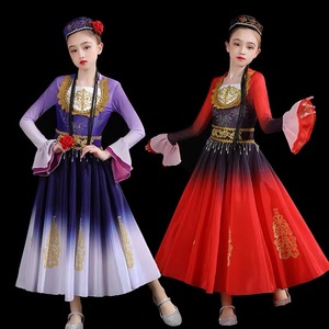 新疆舞蹈演出服儿童维吾族维吾尔族古丽新疆舞维族女童舞蹈服服装