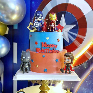 复仇者联盟蜘蛛侠蛋糕摆件美国队长男孩周岁生日配件漫威盾牌插牌