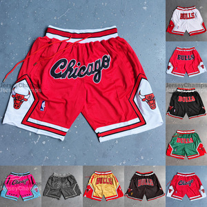 芝加哥公牛队复古罗斯刺绣球裤口袋版美式高街篮球运动休闲短裤