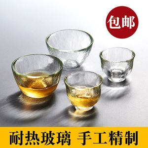 日本手工加厚耐热玉兰杯品茗杯 锤纹玻璃小茶杯功夫茶杯个人杯子