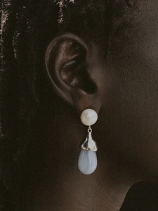 3ART Fever同款SOPHIE BUHAI法式天然蓝玉髓玛瑙水滴形珍珠耳环