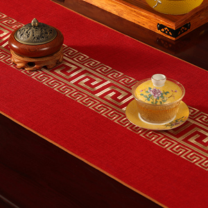 新中式桌旗红色喜庆茶席茶布茶台布艺长条桌布茶几布茶桌垫布定制