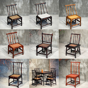 明式小椅子&餐椅丨竹老表手工原竹筇竹红竹仿古小茶椅餐椅高背椅