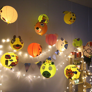 中秋节led发光灯笼手工材料包儿童卡通发光兔子装饰场景布置挂件