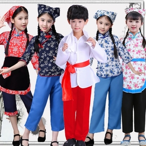 女童小背篓舞蹈演出服装采蘑菇的小姑娘村姑儿童采茶舞台秧歌表演