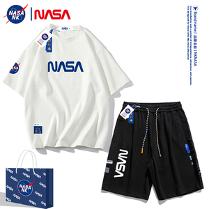 NASA DKGM2023夏季短袖t恤男士情侣套装宽松潮牌一套搭配帅气衣服
