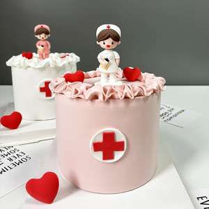 512护士节蛋糕装饰软胶护士摆件白衣天使女护士烘焙甜品装扮插件