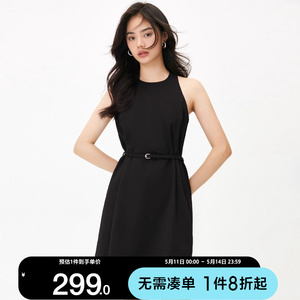[新]绫致ONLY2023夏季新款气质收腰显瘦短裙性感黑色连衣裙女