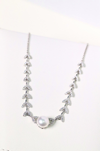 Alice Pearl 新芽系列天然淡水珍珠S925银气质设计款项链耳环套装